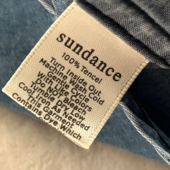 Sundance Womens Blue Tencel Pintuck Pleated Button-Up Long Sleeve Shirt Large - Picture 4 of 7